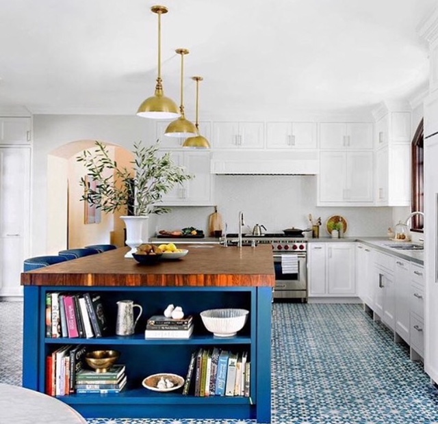 Rad White And Blue Tile For Your, Blue Floor Tile Kitchen
